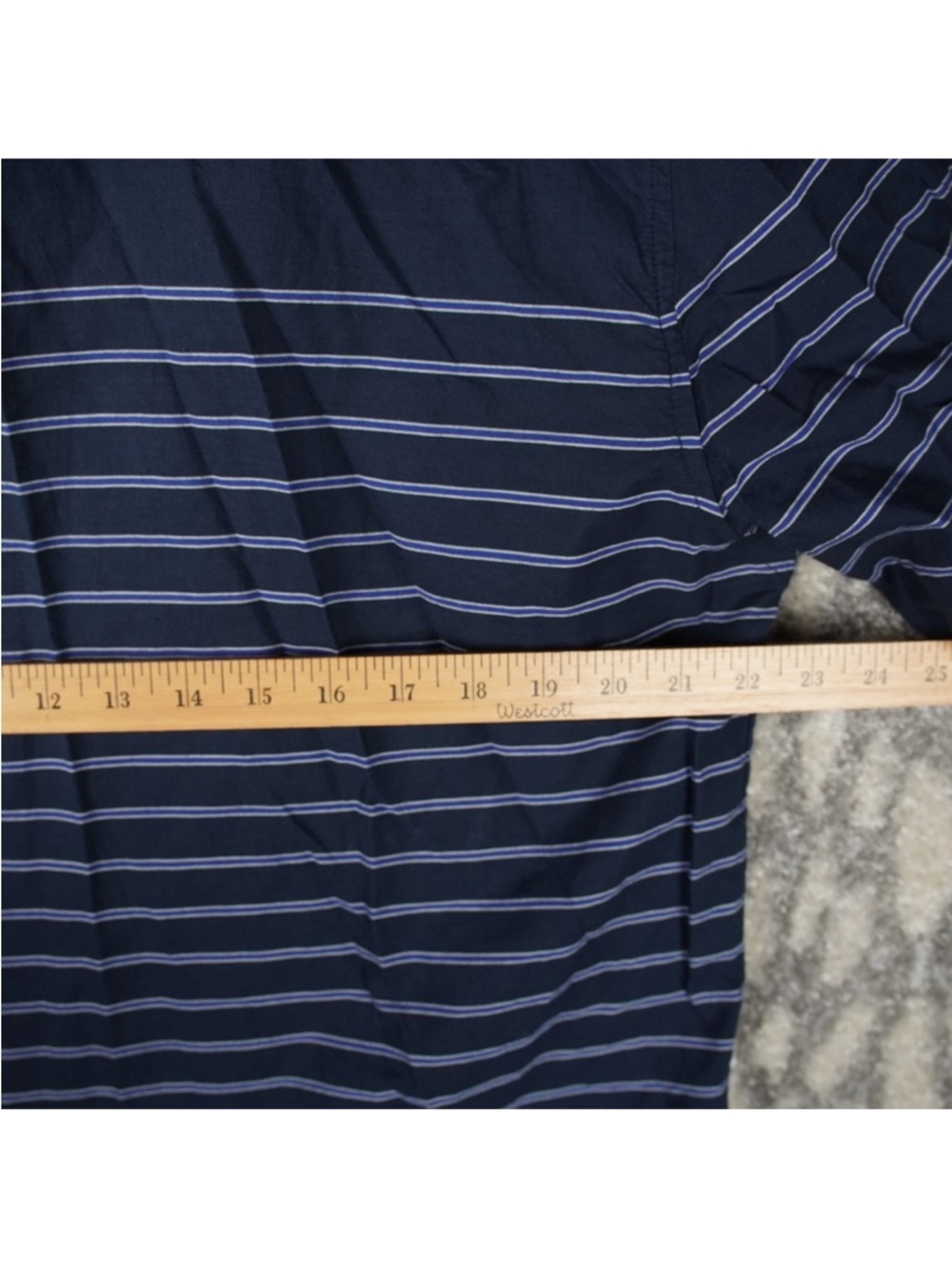 Stussy Short Sleeve Button Up Shirt Mens X-Large Navy Blue Striped Logo Street - Picture 12 of 13